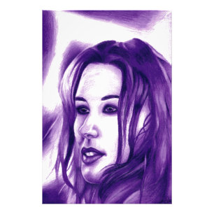 Lila Menschenfrau-Porträt Originalkunst Fotodruck