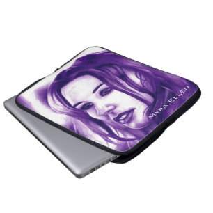 Lila Menschenfrau-Porträt Originalkunst Laptopschutzhülle