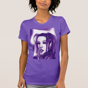 Lila Menschenfrau-Porträt Originalkunst T-Shirt