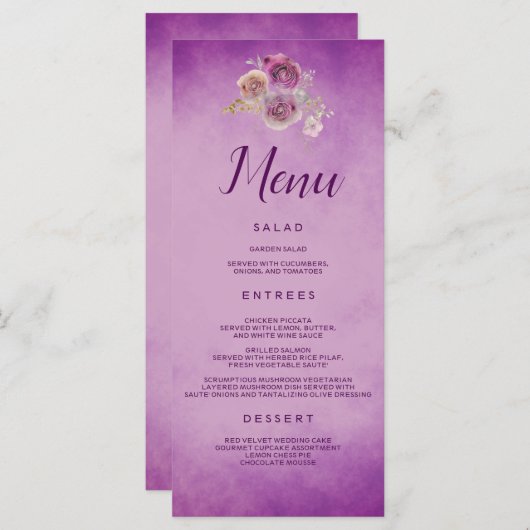 Lila Menükarte (Vorne/Hinten)