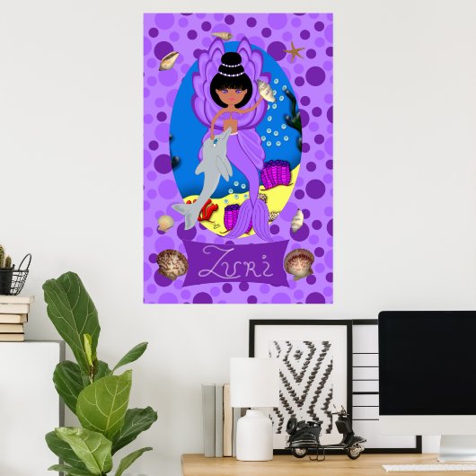 Lila Merfade und Dolphin Print Poster (Heimbüro)