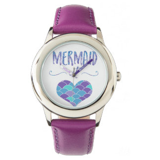 Lila Mermaid aus Edelstahl bei Heart Watch Armbanduhr