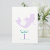 Lila Mermaid Beach Birthday Party Tischnummer (Stehend Vorderseite)