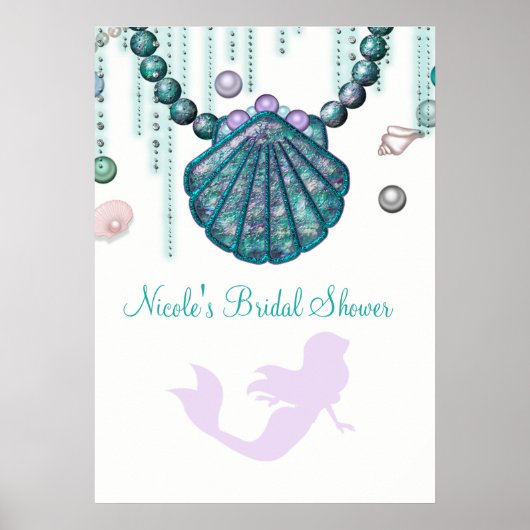 Lila Mermaid Beach Bling Party Banner Poster (Vorne)