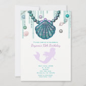 Lila Mermaid Beach Geburtstagsparty Einladungen (Vorderseite)