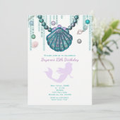 Lila Mermaid Beach Geburtstagsparty Einladungen (Stehend Vorderseite)