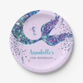 Lila Mermaid Birthday Pappteller (Vorderseite)