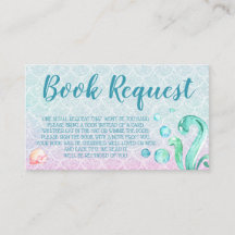 Lila Mermaid Book Request Card für Babydusche