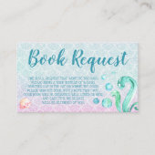 Lila Mermaid Book Request Card für Babydusche Visitenkarte (Vorderseite)