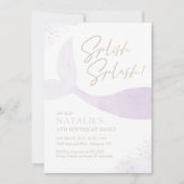 Lila Mermaid Girl Birthday Party Einladung (Vorderseite)