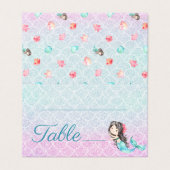 Lila Mermaid Girl's Baby Shower Tischnummer (Außenseite Aufgefaltet)