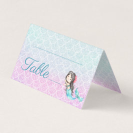 Lila Mermaid Girl's Baby Shower Tischnummer