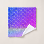 Lila Mermaid Glittery Bling Badhandtuch Set (Waschlappen)