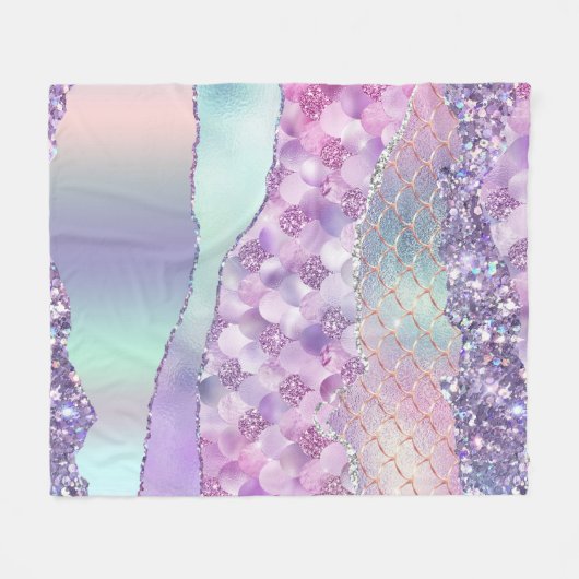 Lila Mermaid-Glitzern Fleecedecke (Vorderseite (Horizontal))