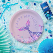 Lila Mermaid Happy Birthday Paper Plate Pappteller (Party)