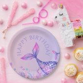Lila Mermaid Happy Birthday Paper Plate Pappteller (Party)