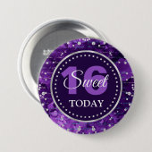 Lila Mermaid Letters Pattern & Glitzer Sweet 16 Button (Vorne & Hinten)