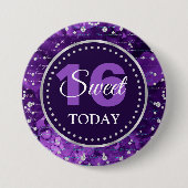 Lila Mermaid Letters Pattern & Glitzer Sweet 16 Button (Vorderseite)