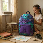 Lila Mermaid-Monogramm Bedruckter Rucksack