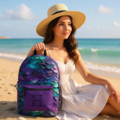 Lila Mermaid-Monogramm Bedruckter Rucksack