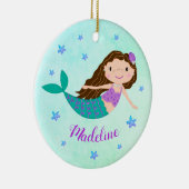 Lila Mermaid-Name Personalisiert Keramik Ornament (Rechts)