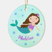 Lila Mermaid-Name Personalisiert Keramik Ornament (Links)