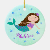 Lila Mermaid-Name Personalisiert Keramik Ornament (Hinten)