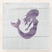 Lila Mermaid Painting Beach Glass Untersetzer (Vorderseite)