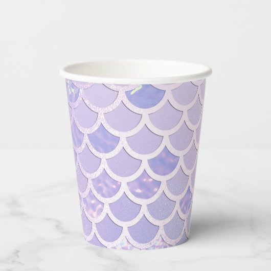 Lila Mermaid-Party Pappbecher (Rückseite)