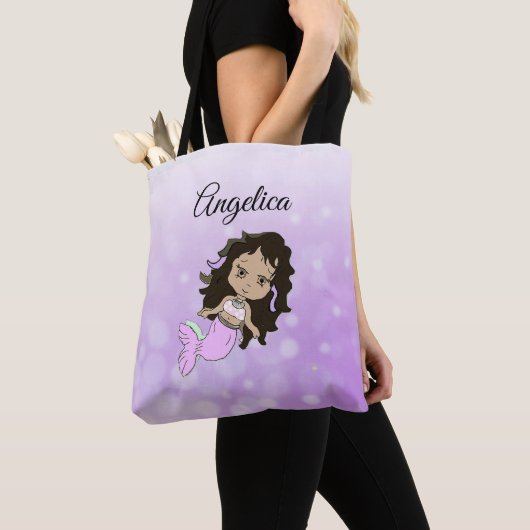 Lila Mermaid Personalisiert Tote Bag Tasche (Von Nahem)