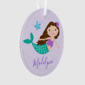 Lila Mermaid Personalisierter Name Ornament (Vorderseite)
