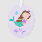 Lila Mermaid Personalisierter Name Ornament (Vorderseite)