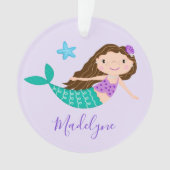 Lila Mermaid Personalisierter Name Ornament (Vorderseite)