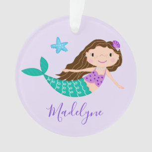 Lila Mermaid Personalisierter Name Ornament