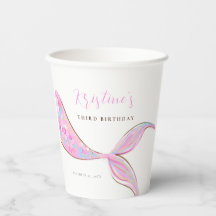 Lila Mermaid Schwanz Birthday Paper Cups