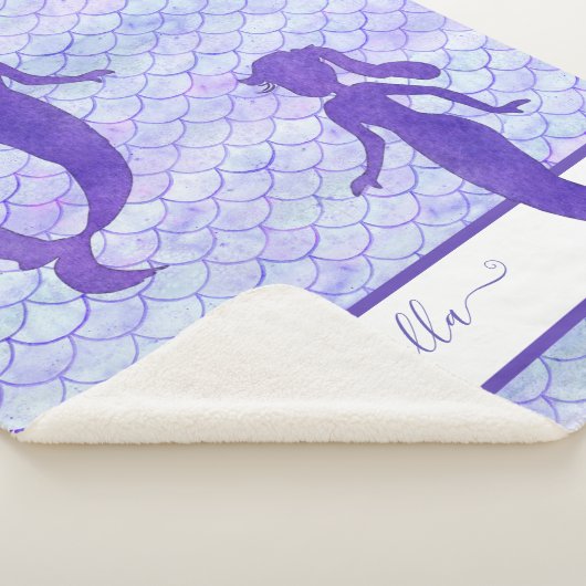 Lila Mermaid-Schwanz Scale-Muster Wasserfarbname Sherpadecke (3/4)