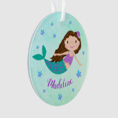 Lila Mermaid Script Name Aqua Ornament (Vorderseite)