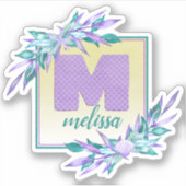 Lila Mermaid-Skala Aquarellfarbenmonogramm Aufkleber (Vorderseite)