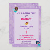 Lila Mermaid-Thema Bokeh Hintergrund Einladung (Vorne/Hinten)