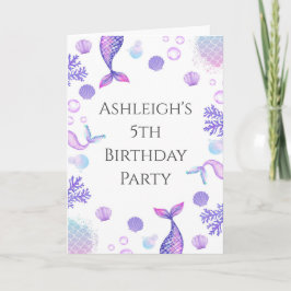 Lila Mermaid Themed Geburtstag Einladung