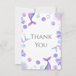 Lila Mermaid Themed Geburtstagspartei Dankeskarte