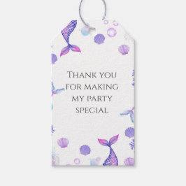 Lila Mermaid Themed Geburtstagspartei Geschenkanhänger