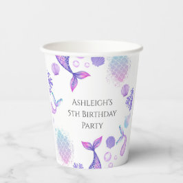 Lila Mermaid Themed Geburtstagspartei Pappbecher