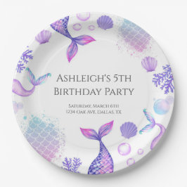 Lila Mermaid Themed Geburtstagspartei Pappteller