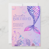 Lila Mermaid zum Geburtstag Einladung (Vorderseite)