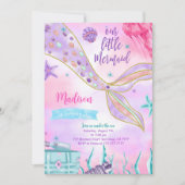 Lila Mermaid zum Geburtstag Einladung (Vorderseite)