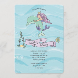 Lila Mermaid zur Fair Skin zum Geburtstag von Dolp Einladung