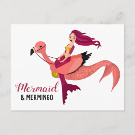 Lila Mermingo und Niedlich rosa Flamingo BESTE FRE Postkarte