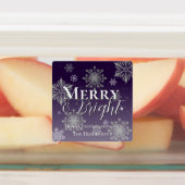 Lila Merry and Bright Snowflake Weihnachtsgebäck Etiketten (Befestigt)