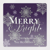 Lila Merry and Bright Snowflake Weihnachtsgebäck Etiketten (Design 1)